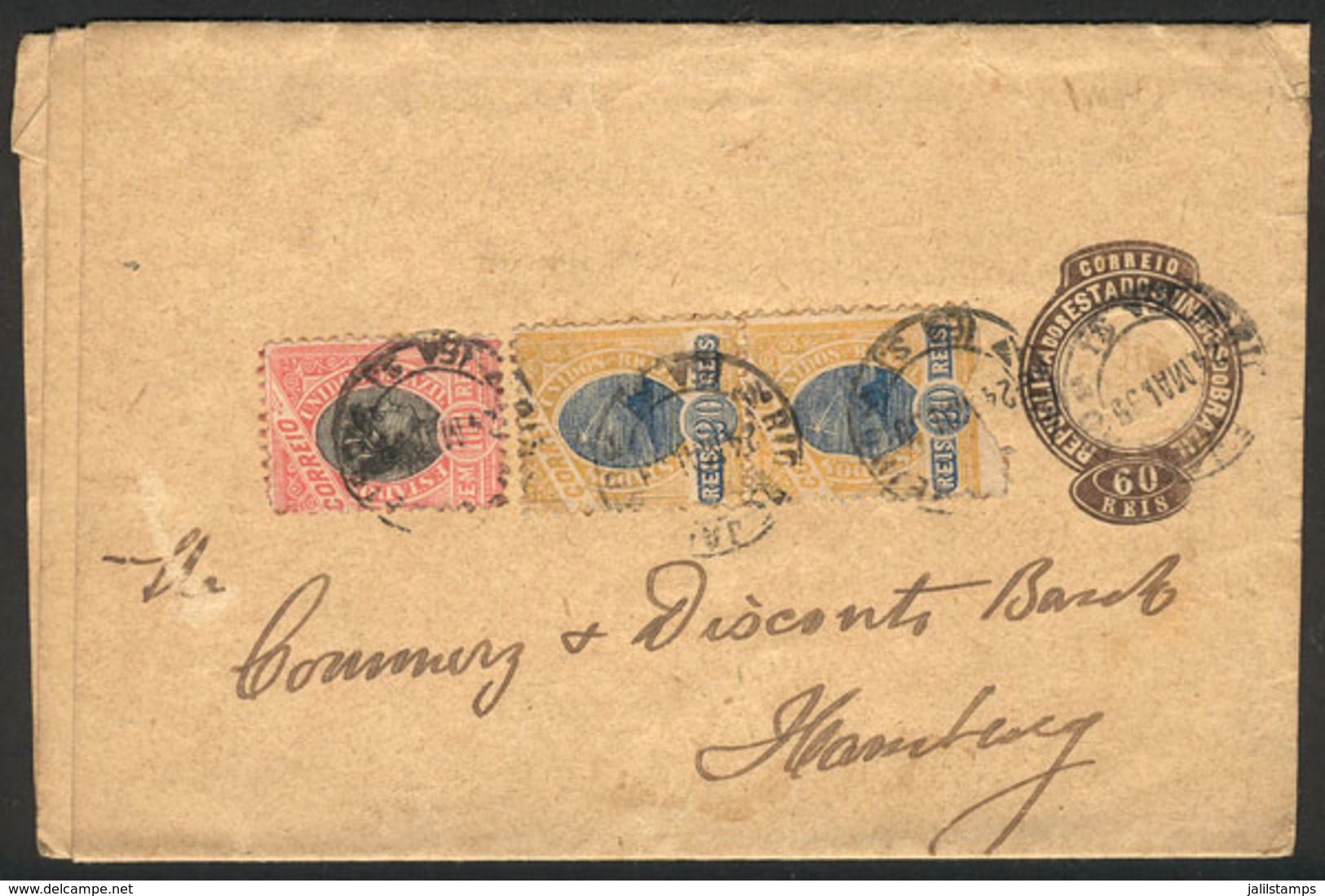 BRAZIL: 60Rs. Wrapper Uprated With 140Rs., Sent From Rio To Hamburg On 24/MAY/1899, VF! - Sonstige & Ohne Zuordnung