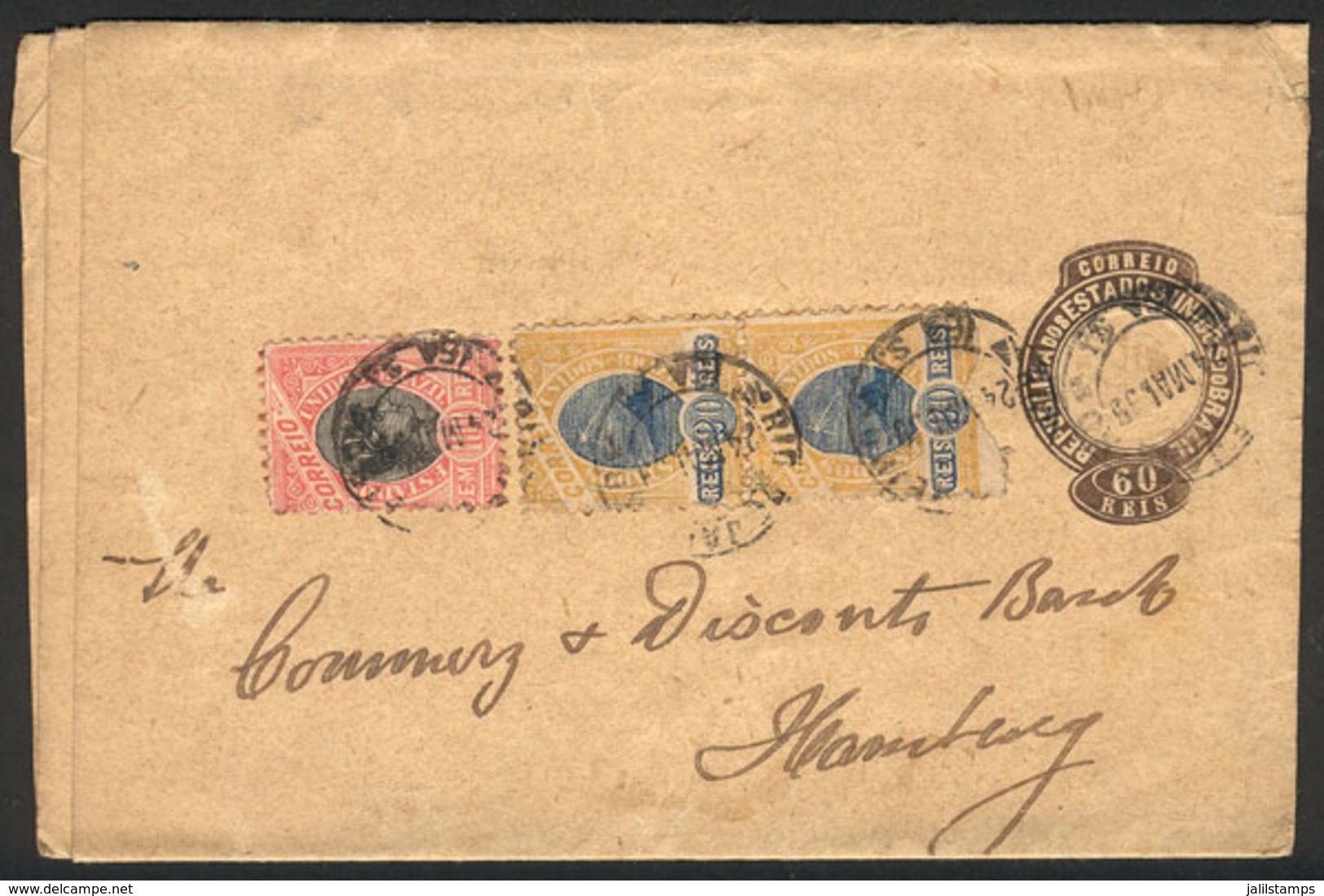 BRAZIL: 60Rs. Wrapper Uprated With 140Rs., Sent From Rio To Hamburg On 24/MAY/1899, VF! - Autres & Non Classés