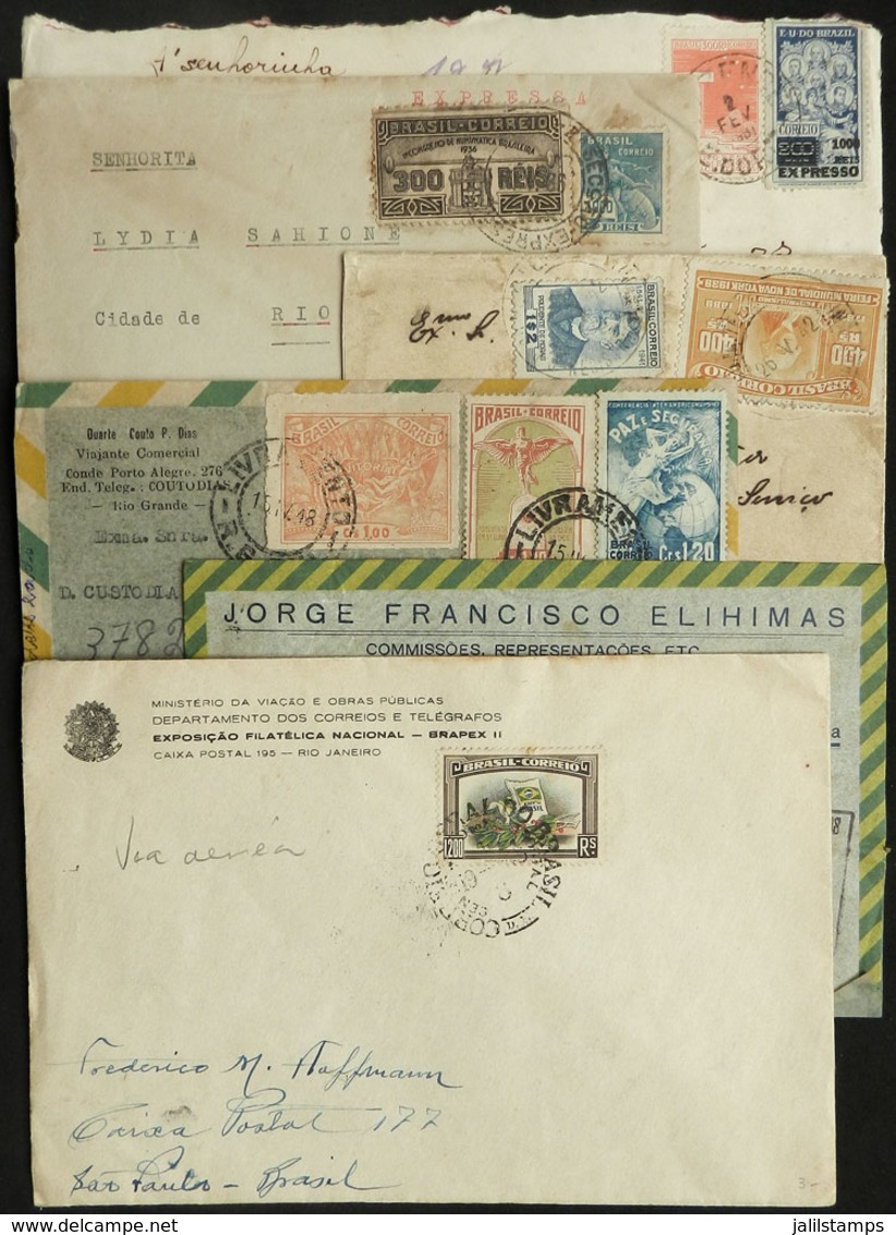 BRAZIL: 6 Covers Used Between 1931 And 1948 With Good Postages Of Commemorative Stamps, Interesting Lot, Fine Quality! - Other & Unclassified