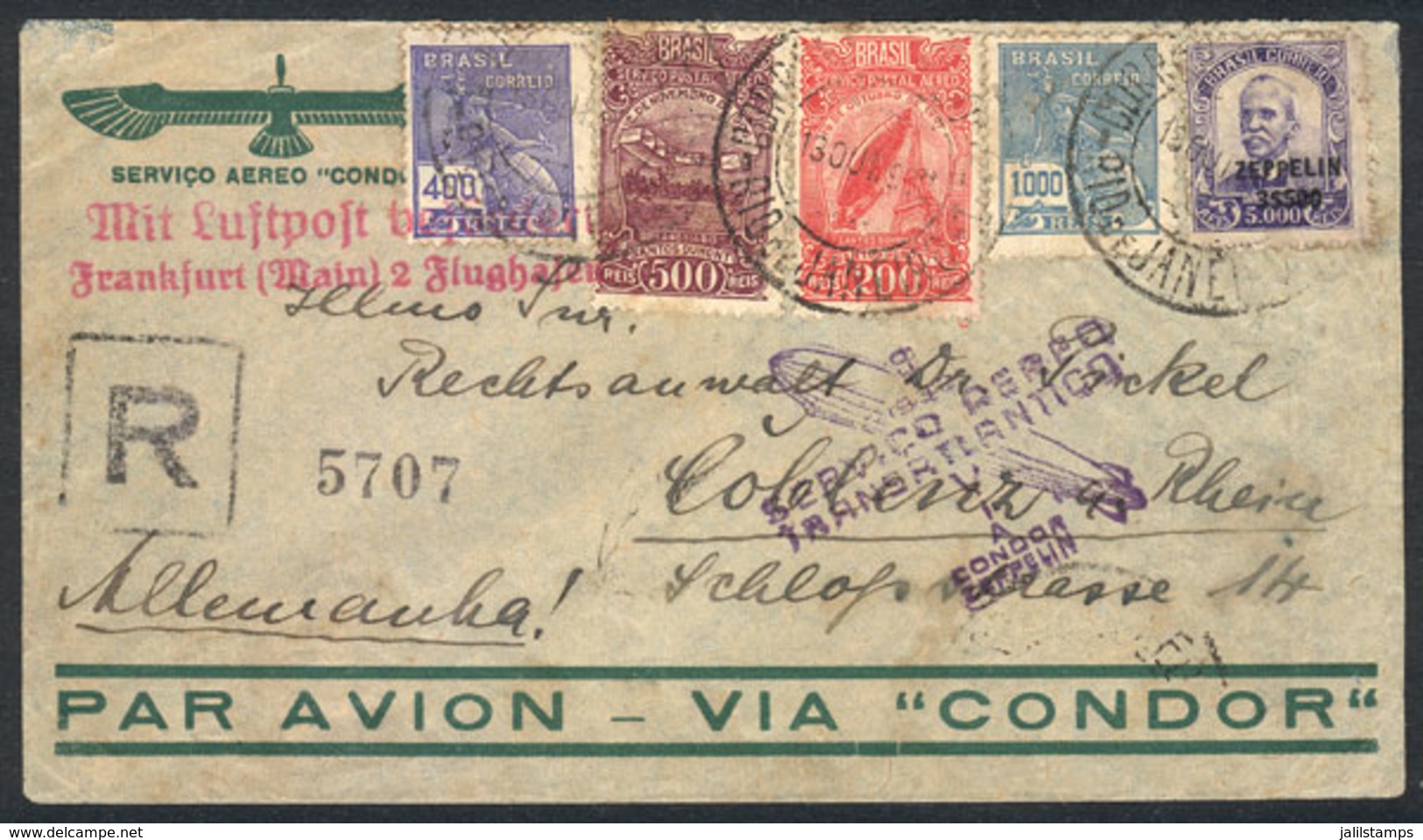 BRAZIL: Cover With Nice Multicolored Postage, Sent From Rio De Janeiro To Germany On 13/OC/1932, With Special Handstamp  - Sonstige & Ohne Zuordnung