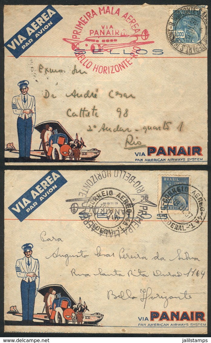 BRAZIL: MARCH 1937: PANAIR First Flights Between Rio And Bello Horizonte, 2 Very Nice Covers! - Autres & Non Classés