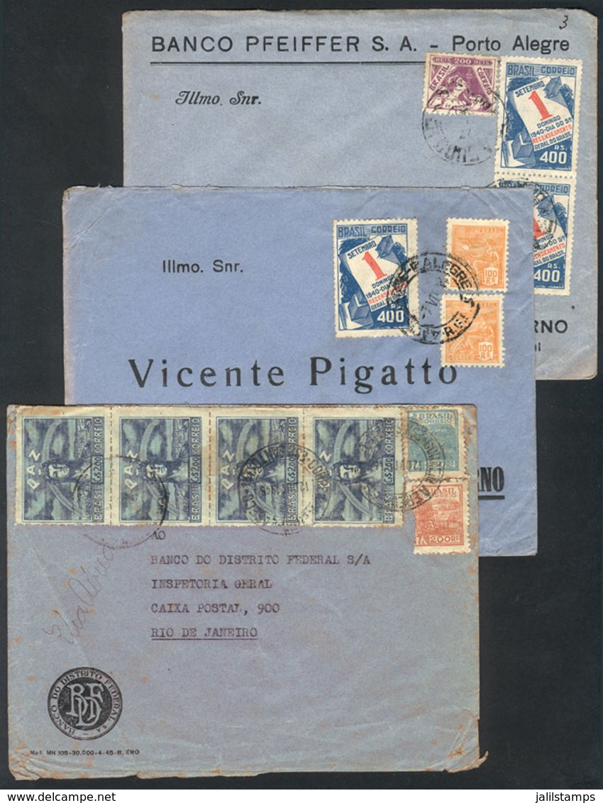 BRAZIL: 3 Covers Used Between 1941 And 1945 With Nice Postages, VF! - Autres & Non Classés