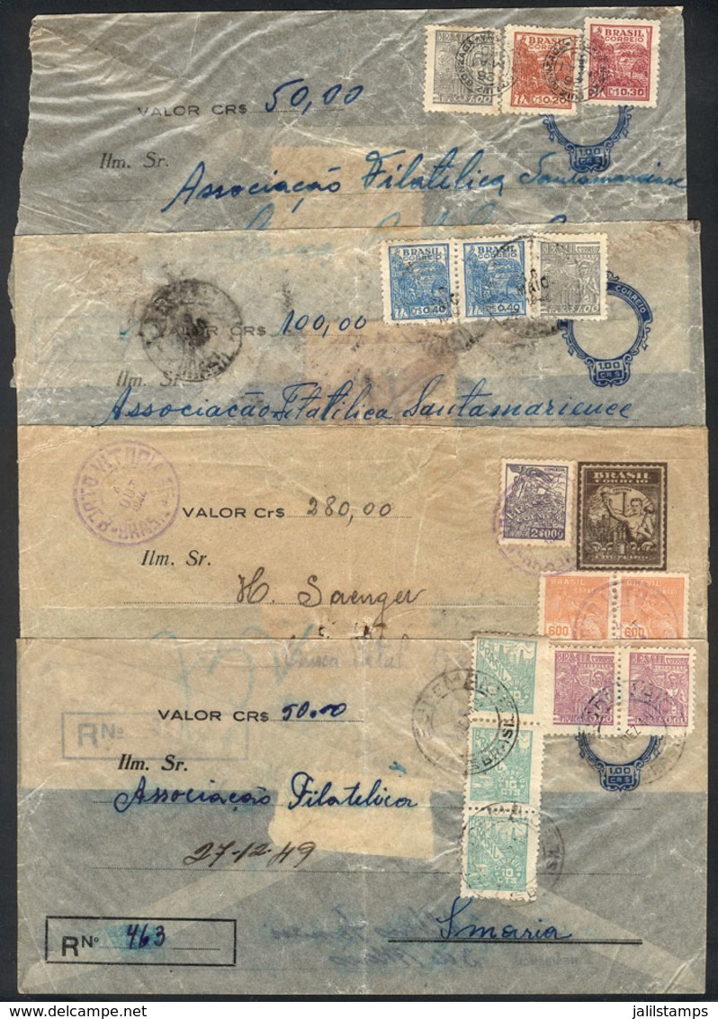 BRAZIL: 4 Envelopes For Declared Values Posted Between 1944 And 1950, VF General Quality, Good Opportunity At Low Start! - Autres & Non Classés