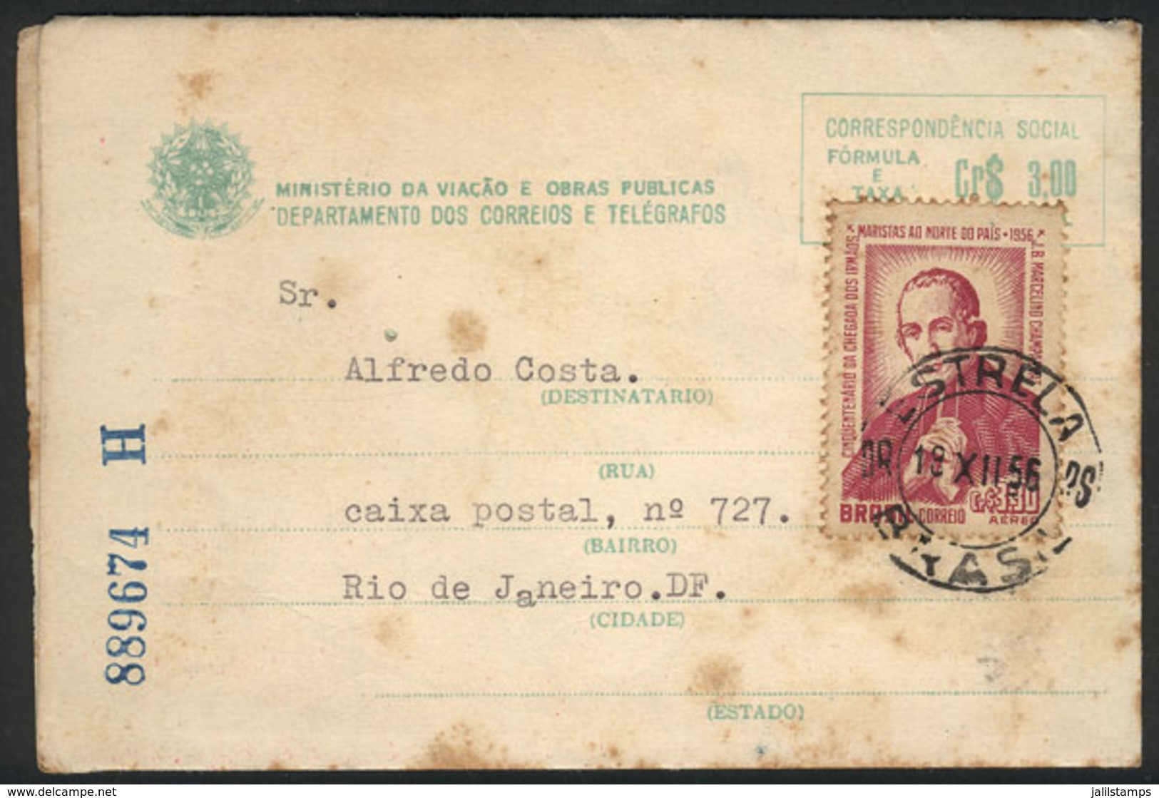 BRAZIL: Cr.3 Lettersheet With New Year Greetings + Additional Postage Of Cr.3.30, Sent From ESTRELA To Rio De Janeiro On - Autres & Non Classés