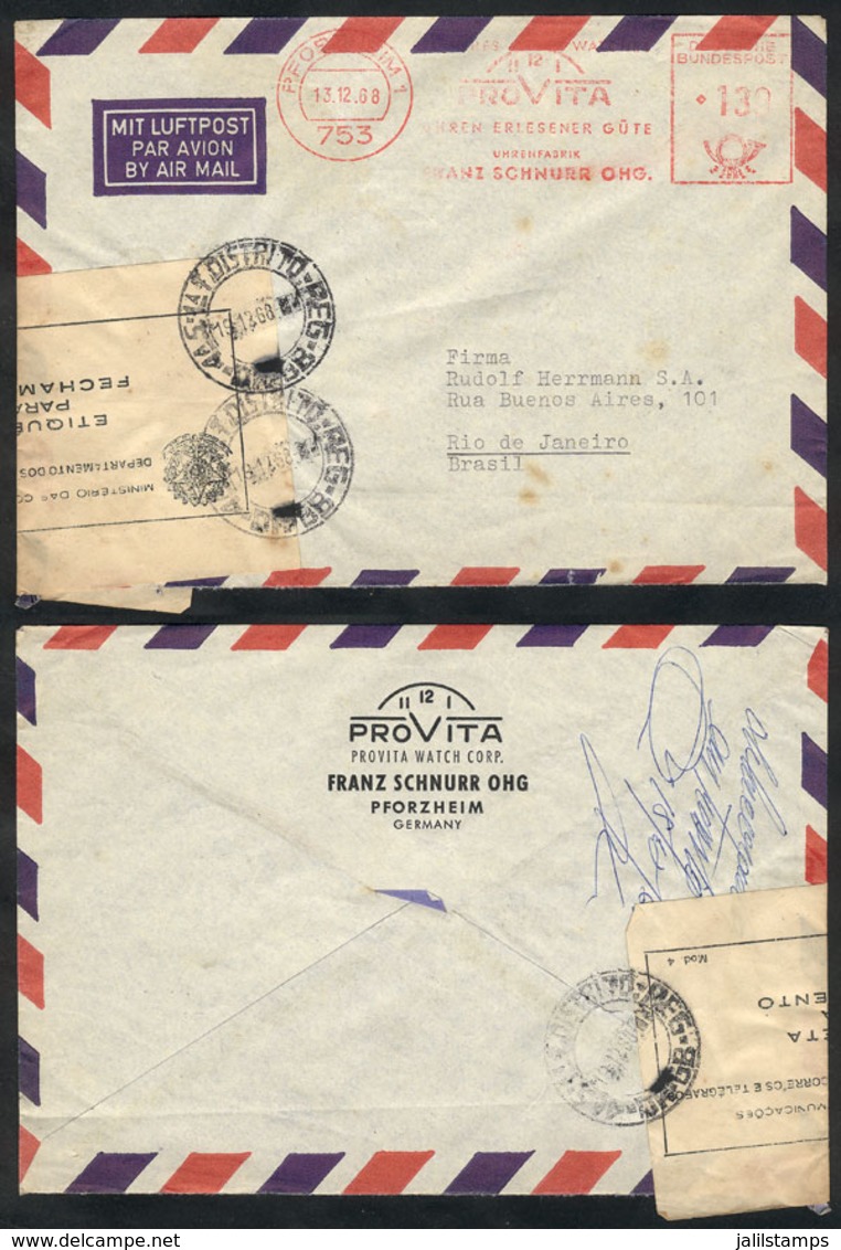 BRAZIL: Airmail Cover Sent From Germany To Rio On 13/DE/1968, An OFFICIAL SEAL Was Applied Because It Arrived With Some  - Autres & Non Classés
