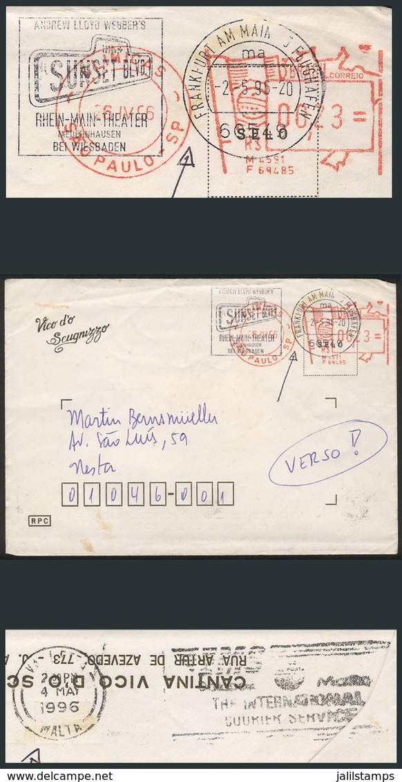 BRAZIL: RARE ROUTE: Cover Used Locally In SAO PAULO On 26/AP/1996 With Meter Postage Of 23c., Sent By Mistake To GERMANY - Andere & Zonder Classificatie