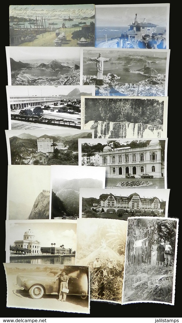 BRAZIL: 12 Postcards + 3 Photographs, Most Of Rio De Janeiro And Petrópolis, Very Nice, Low Start! - Autres & Non Classés