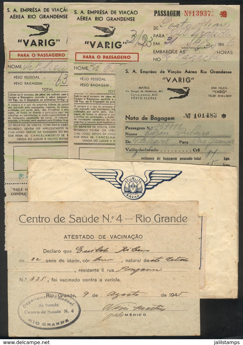 BRAZIL: Lot Of Old VARIG Airplane Tickets + Another Item, Interesting! - Sonstige & Ohne Zuordnung