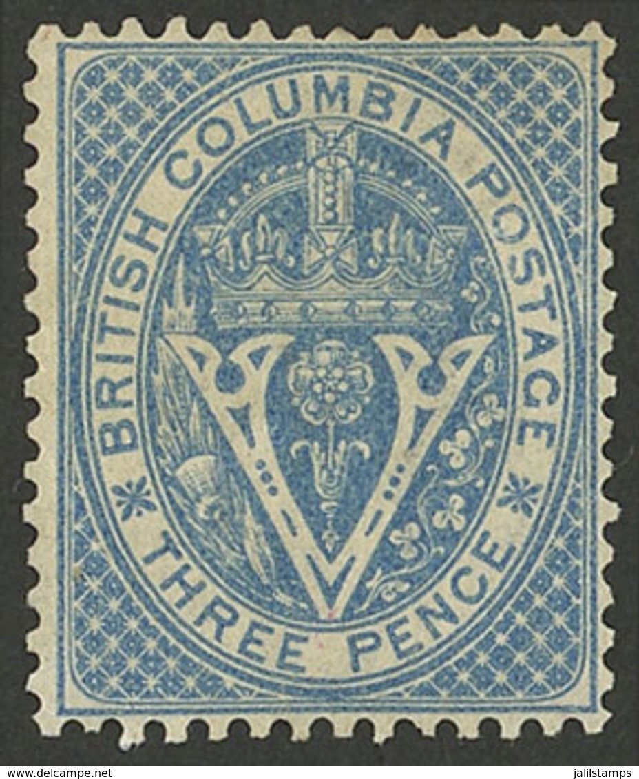 CANADA: Sc.7, 1865 3p. Blue, Mint Without Gum, Fine/VF Quality! - Autres & Non Classés