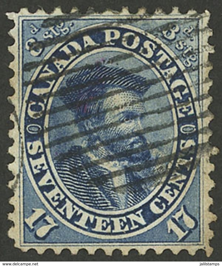 CANADA: Sc.19, 1859 17c. Blue, Used, VF Quality! - Autres & Non Classés