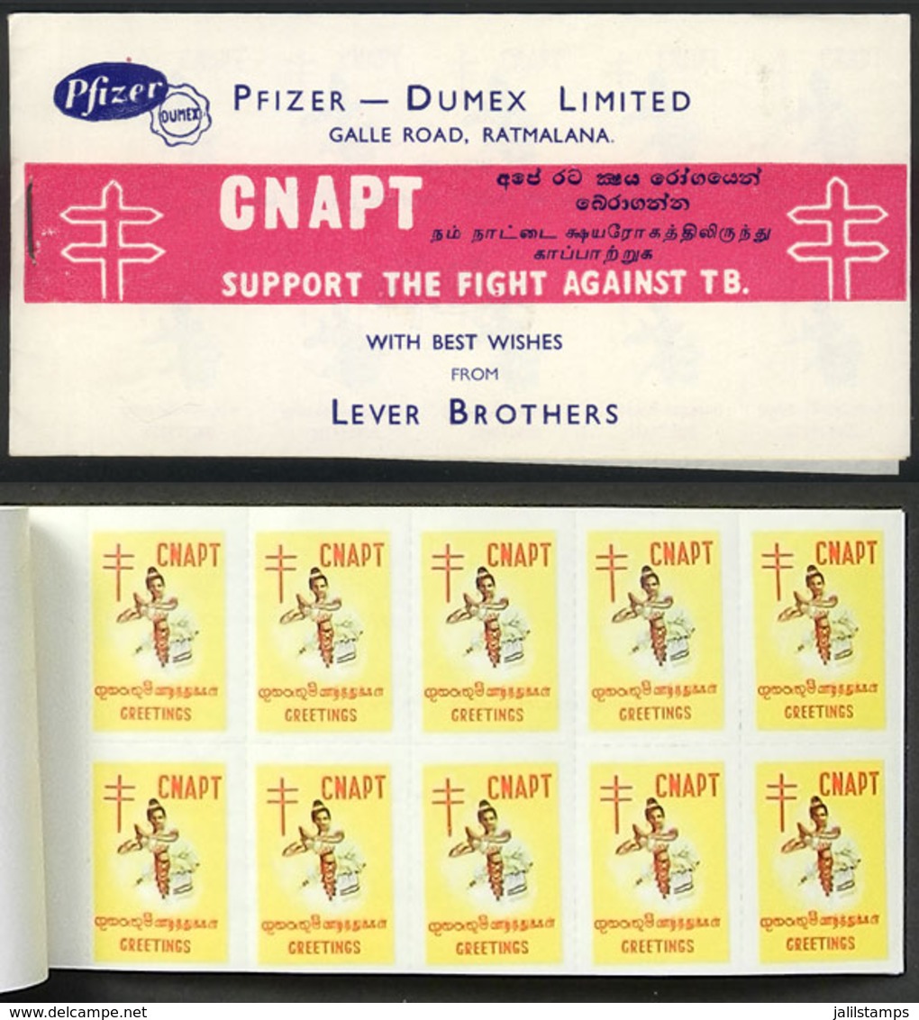 CEYLON: FIGHT AGAINST TUBERCULOSIS: Booklet Originally With 20 Cinderellas (native Woman Dancing) But That Now Misses 6  - Stamped Labels (ATM) - Stic'n'Tic