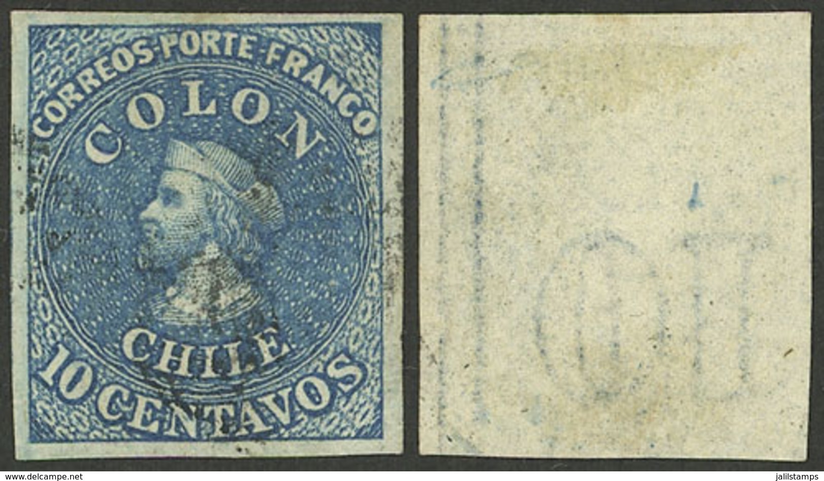 CHILE: Sc.12, With Variety INVERTED WATERMARK, Large Margins, Superb! - Chili