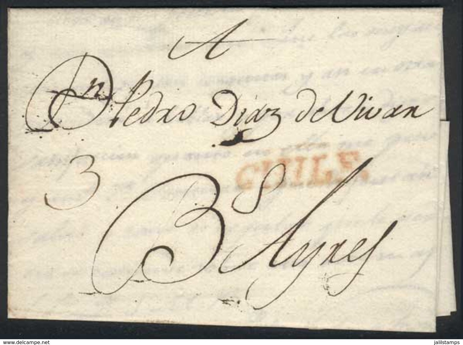 CHILE: Complete Folded Letter Dated 30/JUL/1812, Sent From Santiago To Buenos Aires, With Straightline "CHILE" Marking A - Chili