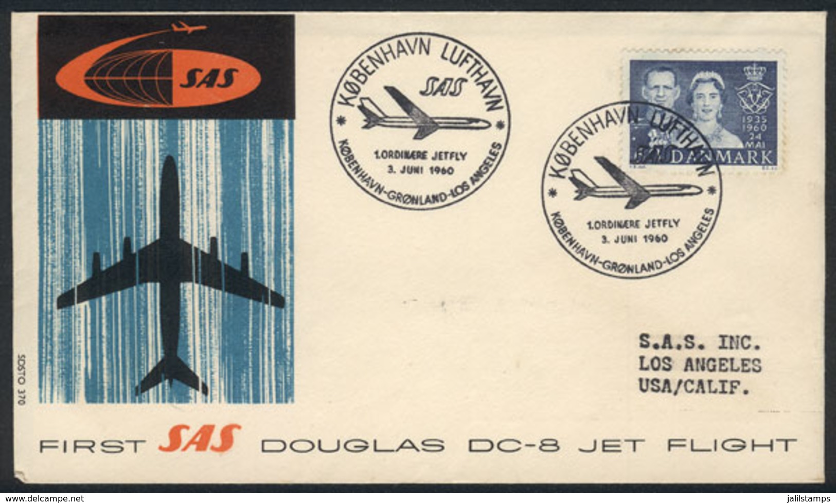 DENMARK: 3/JUN/1960: First S.A.S. Regular Flight Copenhagen-Greenland-Los Angeles, VF Quality! - Autres & Non Classés