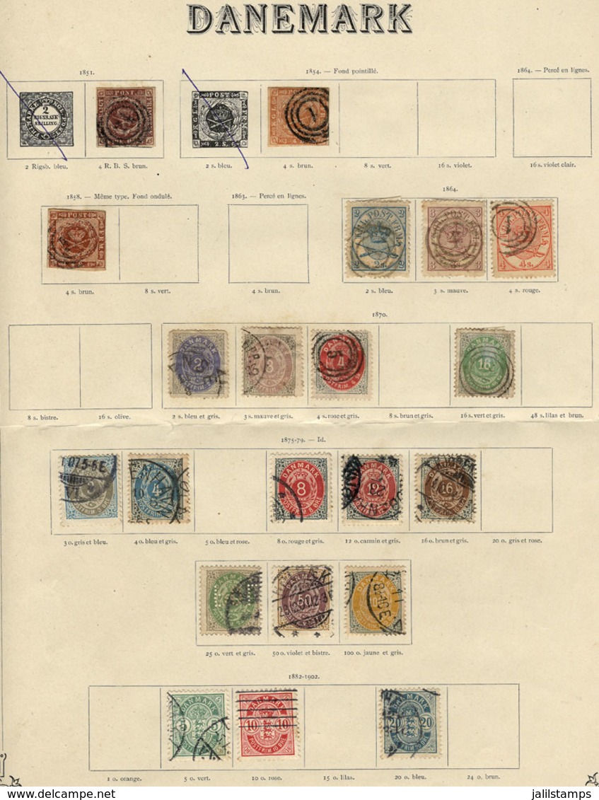 DENMARK: Collection In Very Old Album Pages, Including Scarce And Interesting Stamps And It May Also Include Color Varie - Sonstige & Ohne Zuordnung