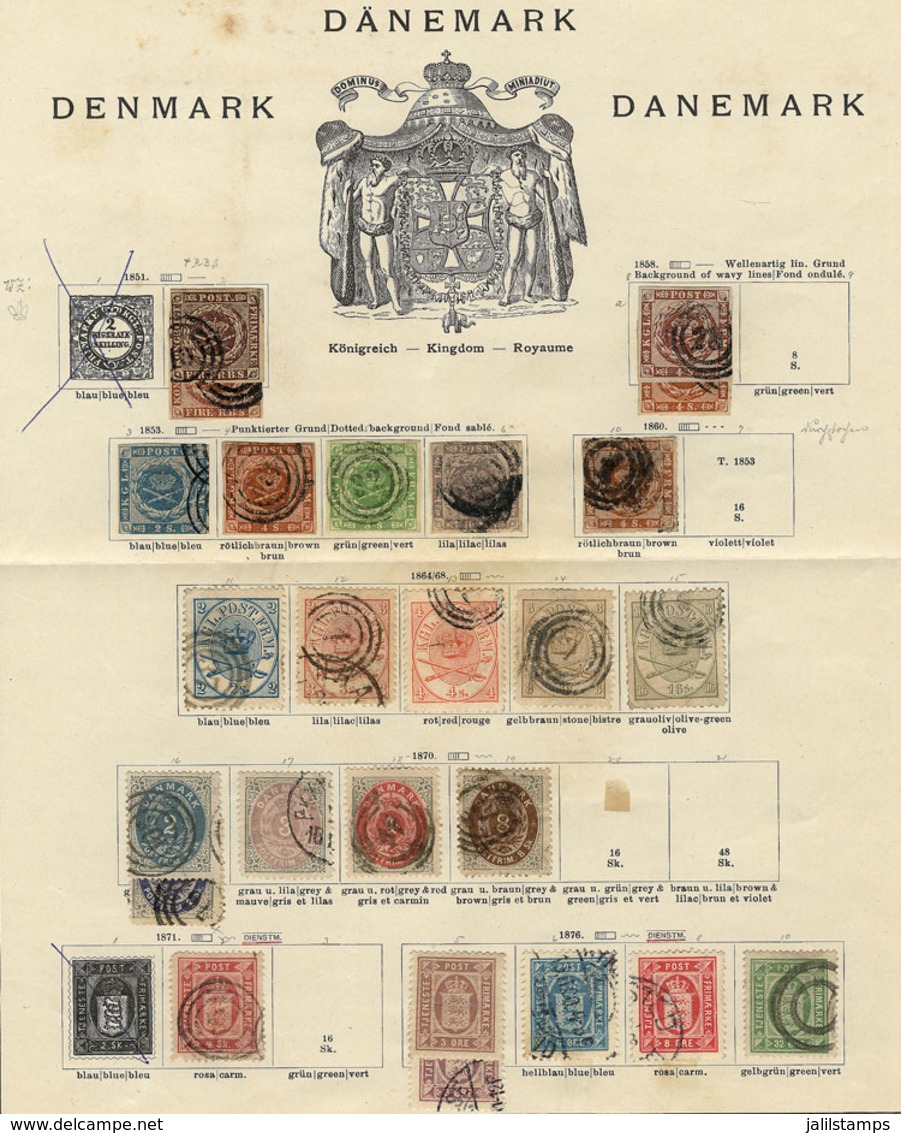 DENMARK: Very Nice Collection In Old Album Pages, Including Several Rare And Scarce Stamps, And Also Good Cancels, Gener - Autres & Non Classés