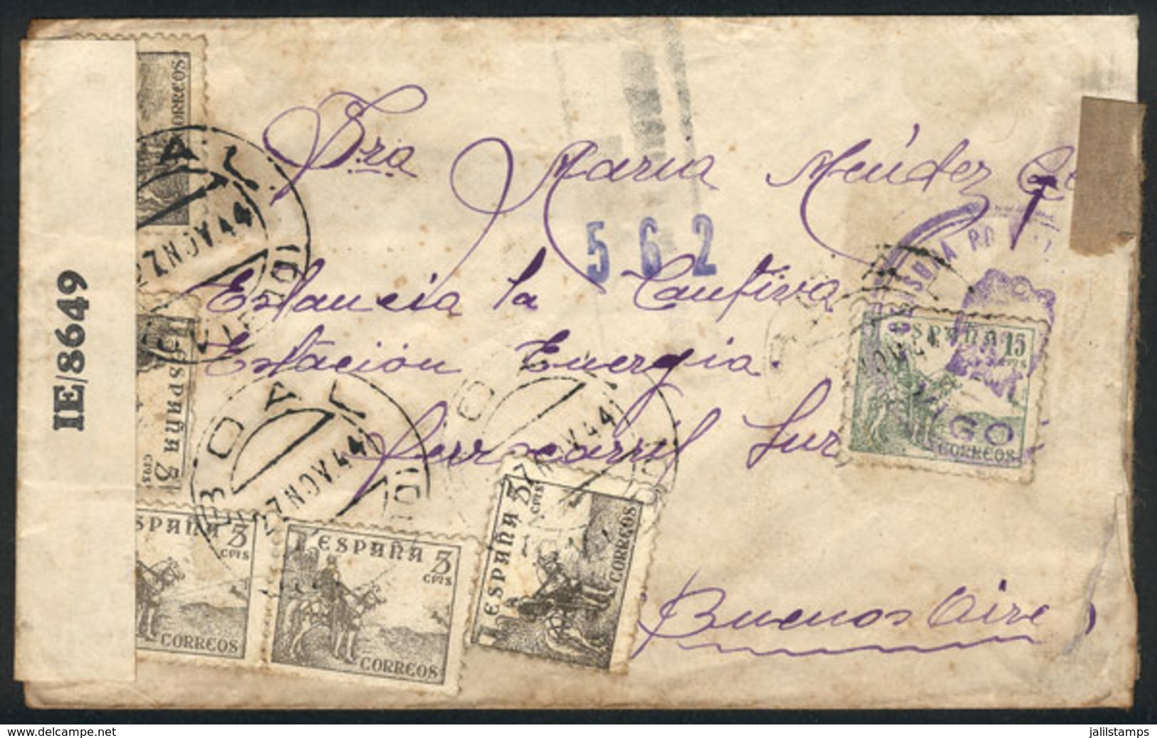 SPAIN: Cover Sent From BOAL To Argentina On 27/NO/1944, With Double Censorship (local + Allied), Very Nice! - Autres & Non Classés