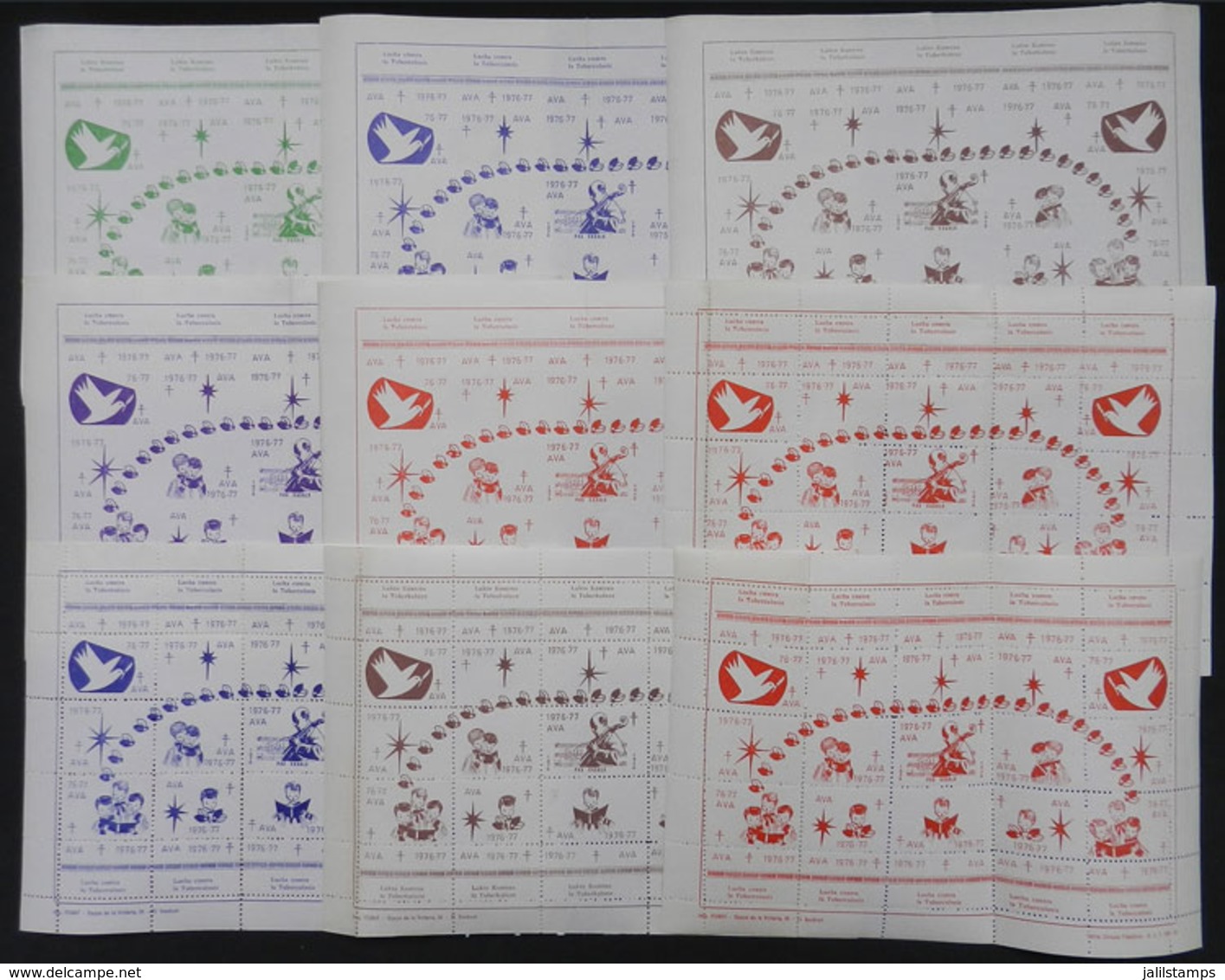 SPAIN: FIGHT AGAINST TUBERCULOSIS: 14 Modern Sheets, 5 Imperforate, All Different. The Imperforate Sheets Are Folded In  - Autres & Non Classés