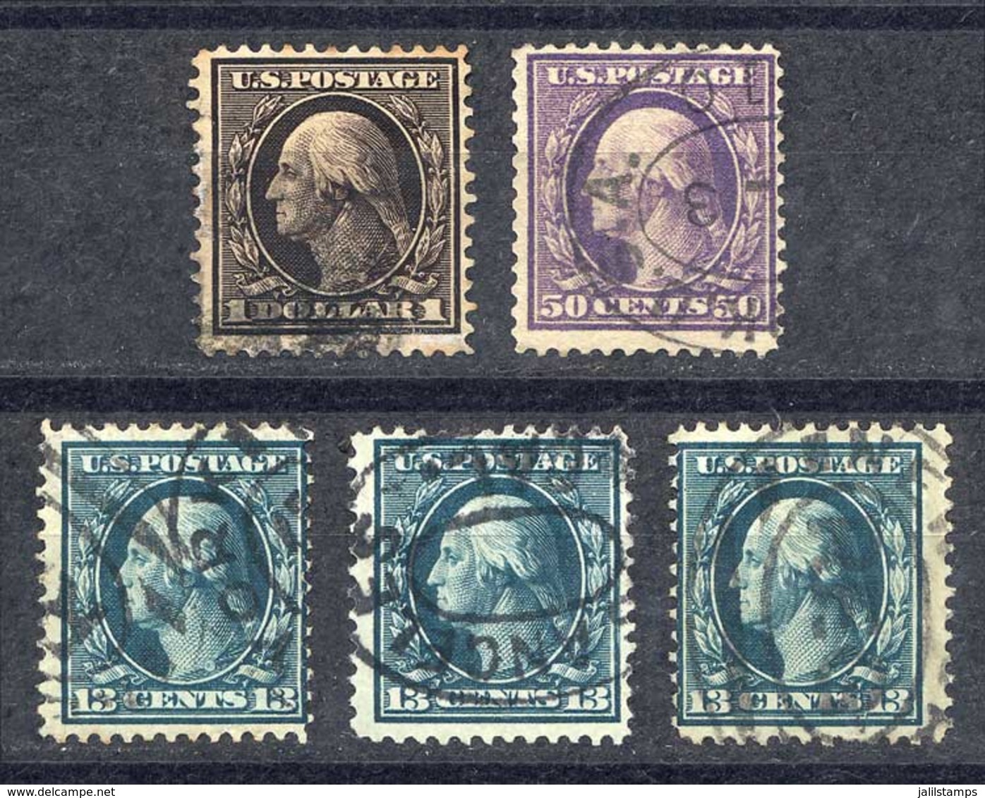 UNITED STATES: Sc.339 X3 + 341/2, All With Watermark Double-line Letters And Perforation 12, Key Values Of The Set, Fine - Sonstige & Ohne Zuordnung