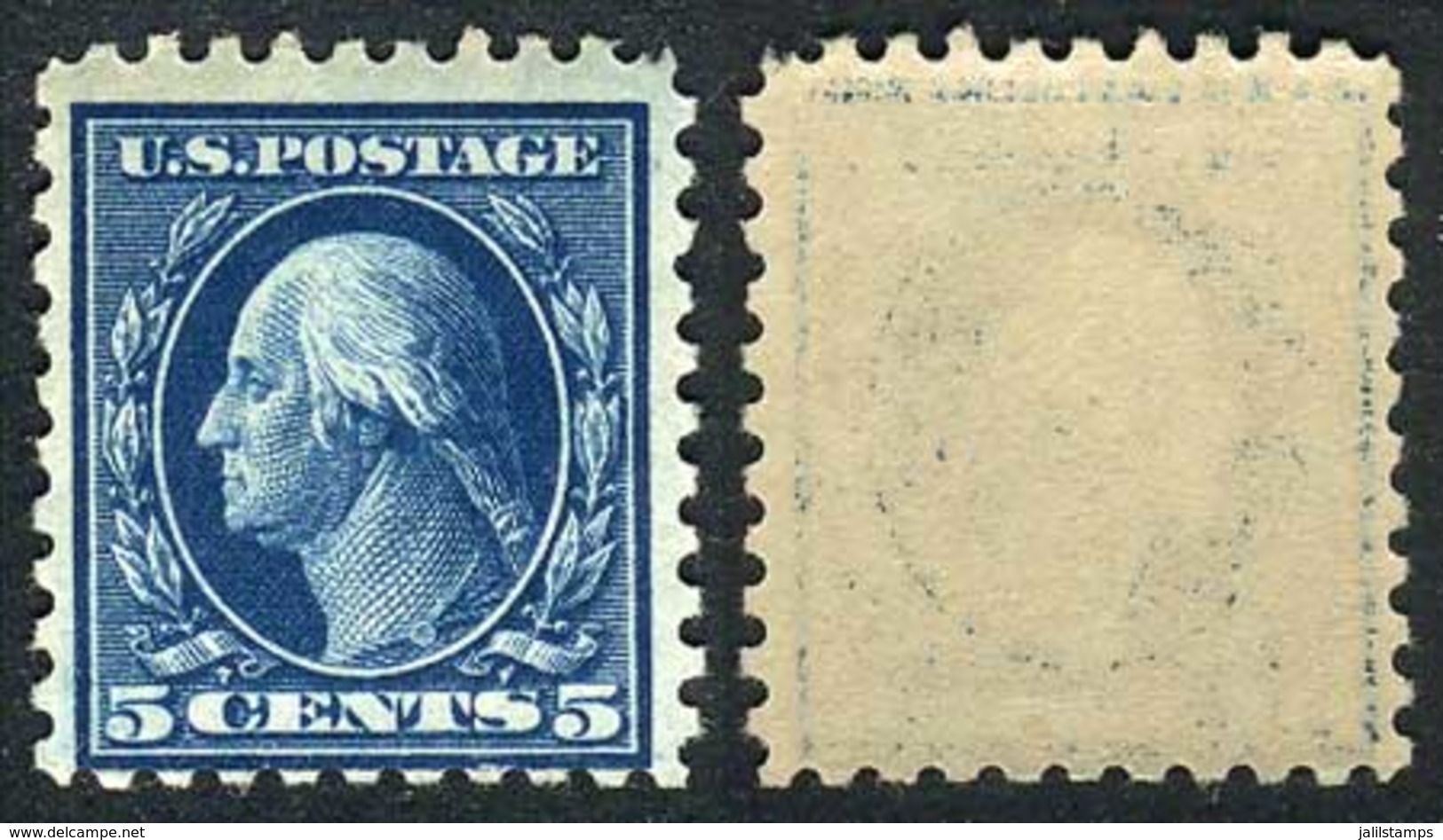 UNITED STATES: Sc.466, 1916/7 Washington 5c. UNwatermarked, Perforation 10, Mint Never Hinged, VF Quality, Catalog Value - Other & Unclassified