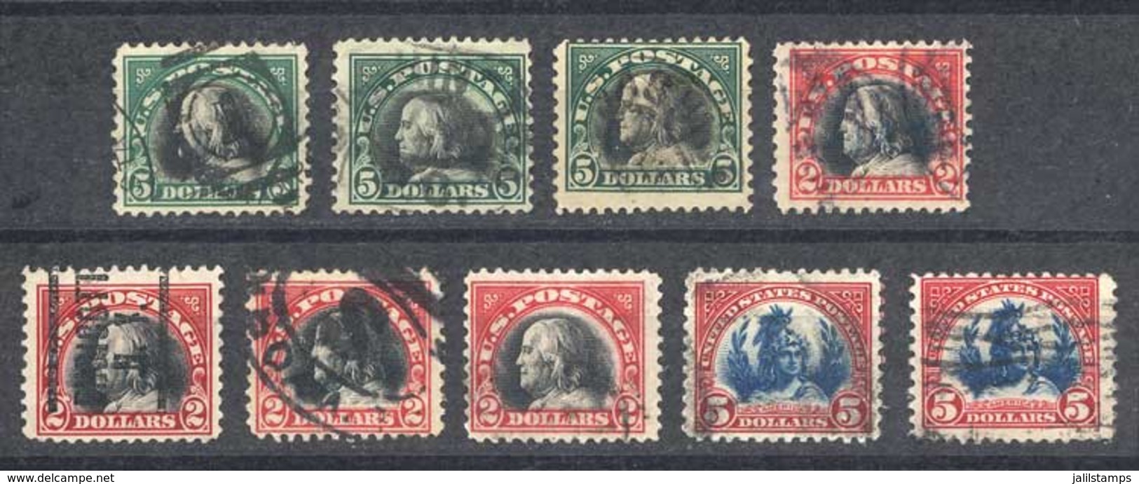 UNITED STATES: Sc.524 X3 + 547 X4 + 573 X2, High Values, Used, Fine To VF Quality, Catalog Value US$287.50 - Autres & Non Classés