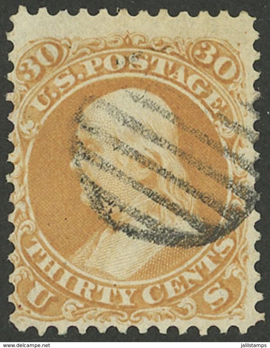 UNITED STATES: Sc.71, 1861/2 Franklin 30c. Orange, Used, VF Quality! - Autres & Non Classés