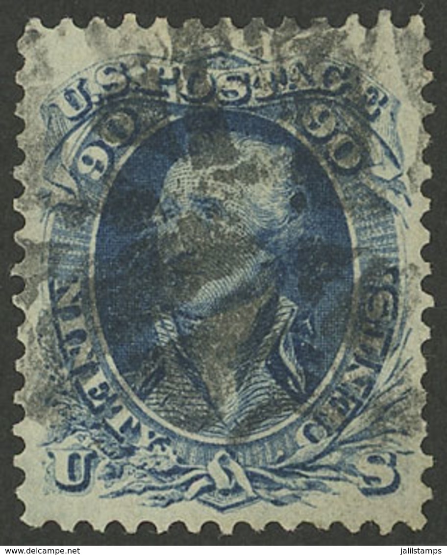 UNITED STATES: Sc.71, 1861/2 Washington 90c. Blue, Used, VF Quality! - Other & Unclassified