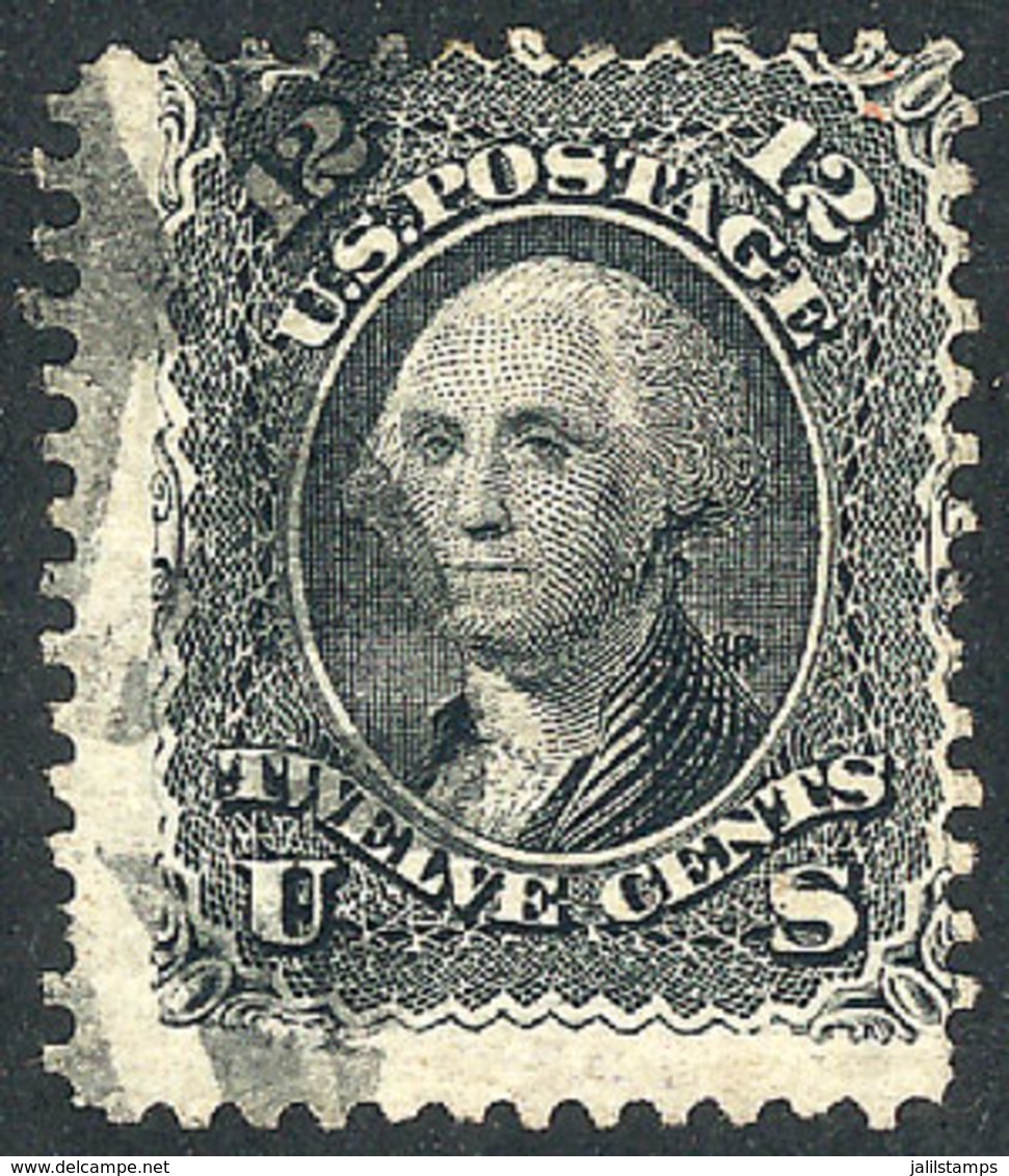 UNITED STATES: Sc.90, 1861 12c. Black With Grid E (11 X 13 Mm), Handsome Copy, Catalog Value US$400 - Sonstige & Ohne Zuordnung