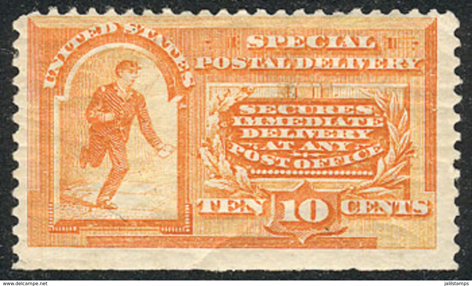 UNITED STATES: Sc.E3, 1893 10c. Orange, Mint Original Gum, Strong Hinge On Reverse, Otherwise Excellent, Catalog Value U - Special Delivery, Registration & Certified