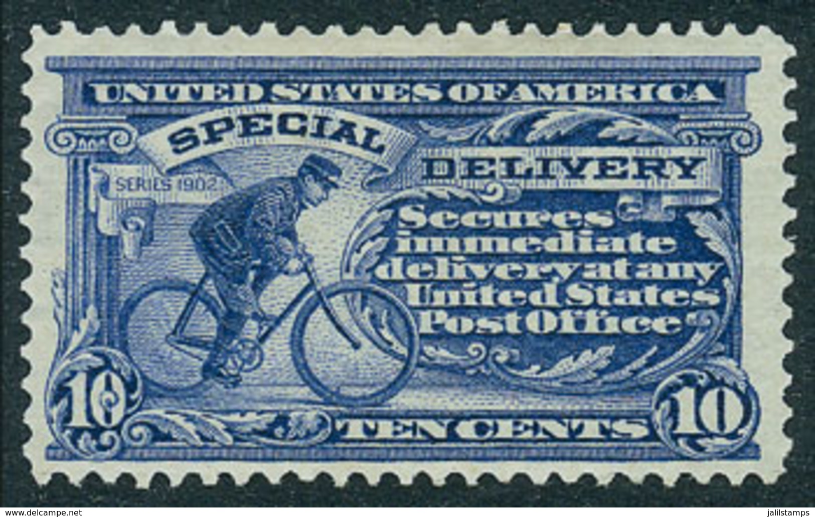 UNITED STATES: Sc.E6, 1902 10c. Ultramarine With Watermark Parts Of Double-line USPS Letters, Lightly Hinged, Very Fresh - Express & Einschreiben