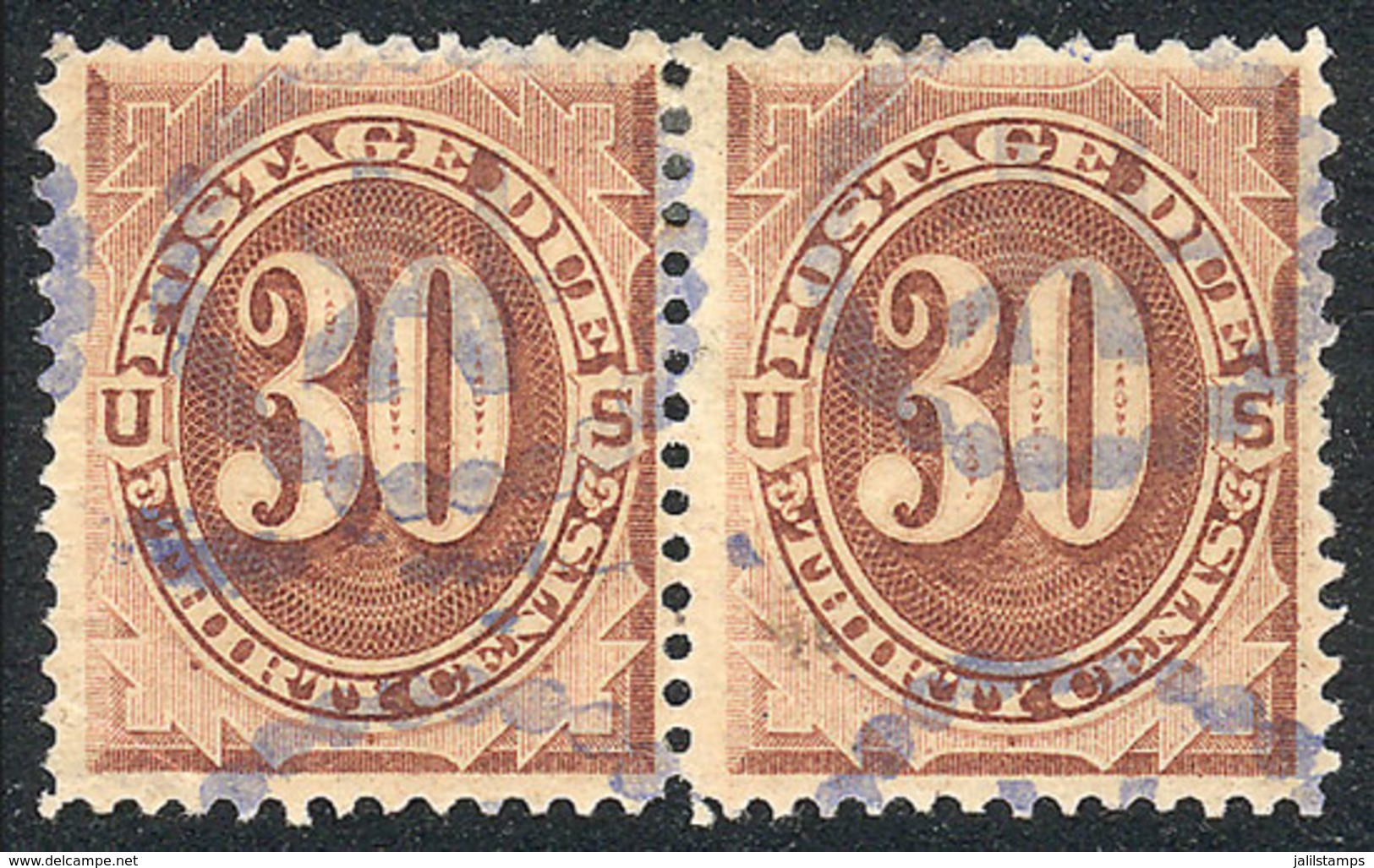 UNITED STATES: Sc.J6, 1879 30c. Brown, Beautiful Used Pair Of Excellent Quality! - Postage Due