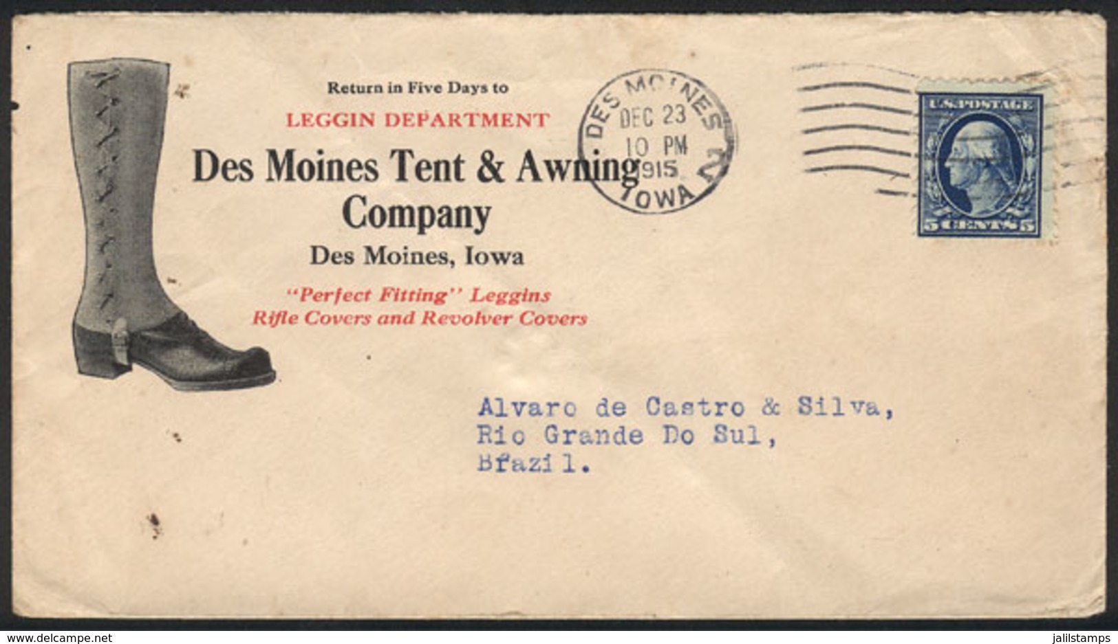 UNITED STATES: Cover With Handcome Corner Card For A BOOT Factory, Very Decorative, VF Quality! - Lettres & Documents