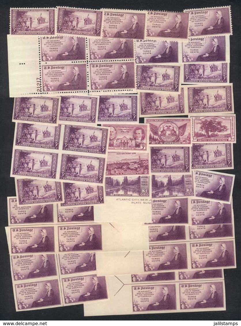UNITED STATES: Lot Of Stamps Of The 1930s (mostly), Almost All Issued Without Gum And Imperforate, Others Lightly Hinged - Collections
