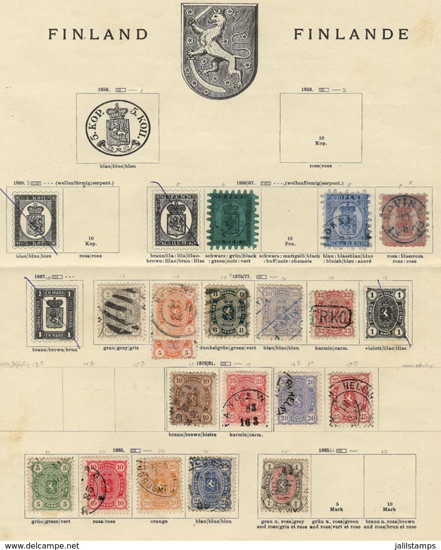 FINLAND: Very Nice Collection In Old Album Pages, Including Several Rare And Scarce Stamps, And Also Good Cancels, Gener - Sonstige & Ohne Zuordnung