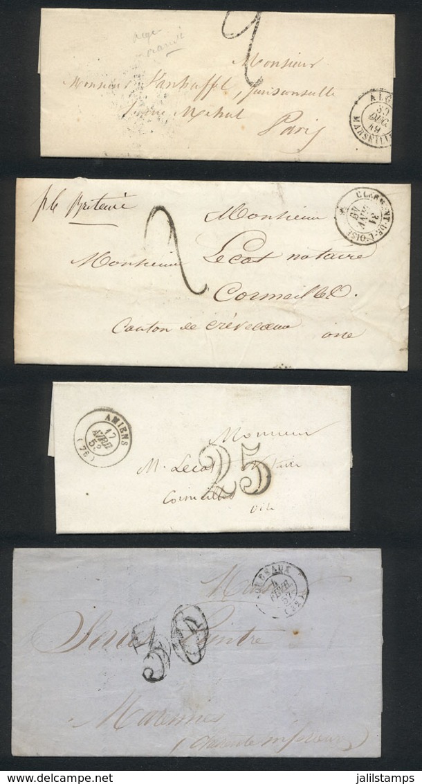 FRANCE: 12 Complete Letters Or Folded Covers Used Between 1847 And 1857, Very Interesting Postal Markings, One From ALGI - Autres & Non Classés