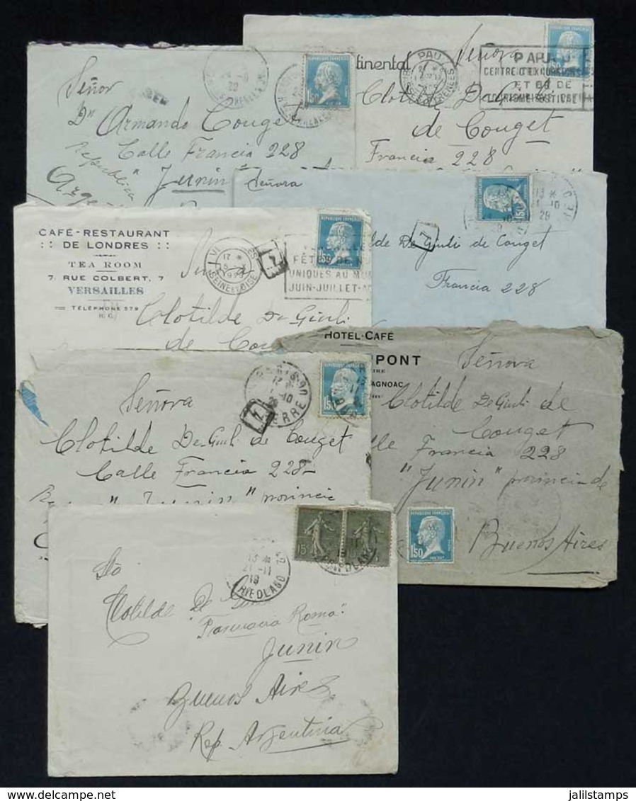 FRANCE: 7 Covers Sent To Argentina In 1929 (one In 1919), Interesting! - Sonstige & Ohne Zuordnung