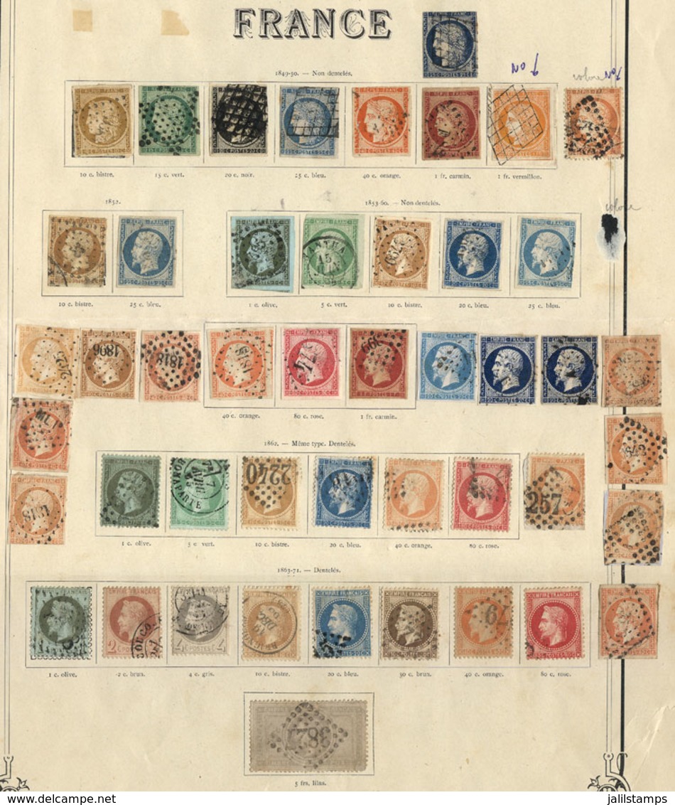 FRANCE: Collection In Very Old Album Pages, Including Scarce And Interesting Stamps And It May Also Include Color Variet - Autres & Non Classés