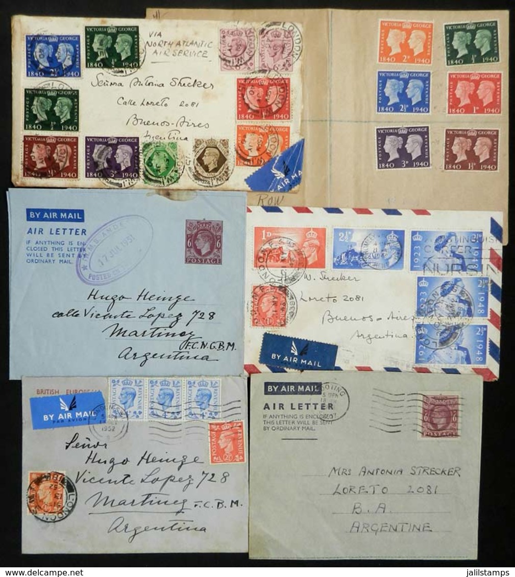 GREAT BRITAIN: 6 Covers Or Aerograms Used Between 1940 And 1952, Nice Postages And Postal Marks, Some With Defects, Low  - Other & Unclassified