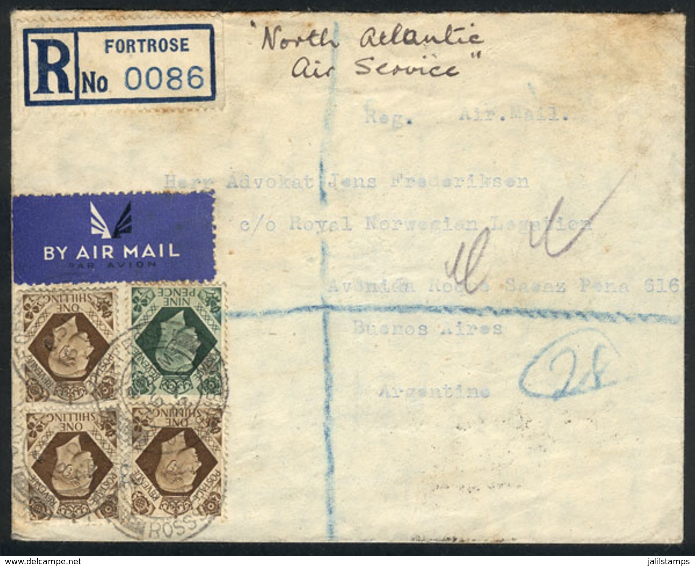 GREAT BRITAIN: Registered Airmail Cover Mailed From Fort Rosse To Argentina On 16/DE/1942, Sent By The Minister Of Forei - Autres & Non Classés