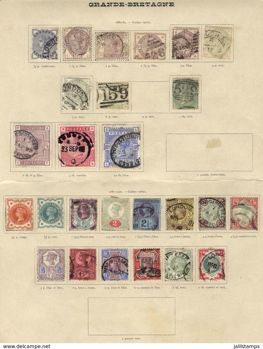 GREAT BRITAIN: Collection In Very Old Album Pages, Including Scarce And Interesting Stamps And It May Also Include Color - Collections