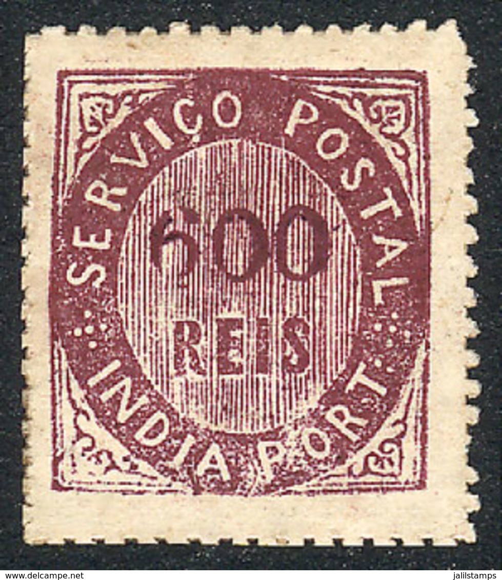 PORTUGUESE INDIA: Sc.16, 1873 600R. Violet, Mint Part Gum, Very Fresh And Attractive! - Portugiesisch-Indien
