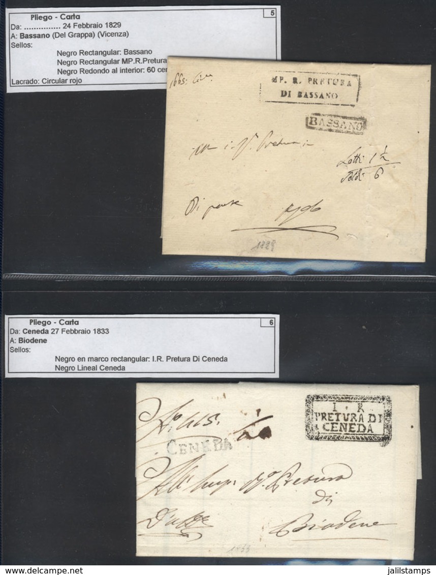 ITALY: Collection Of 38 Letters With Pre-stamp Markings And Stampless Letters (used Between 1809 And 1884), In General O - Lombardo-Venetien