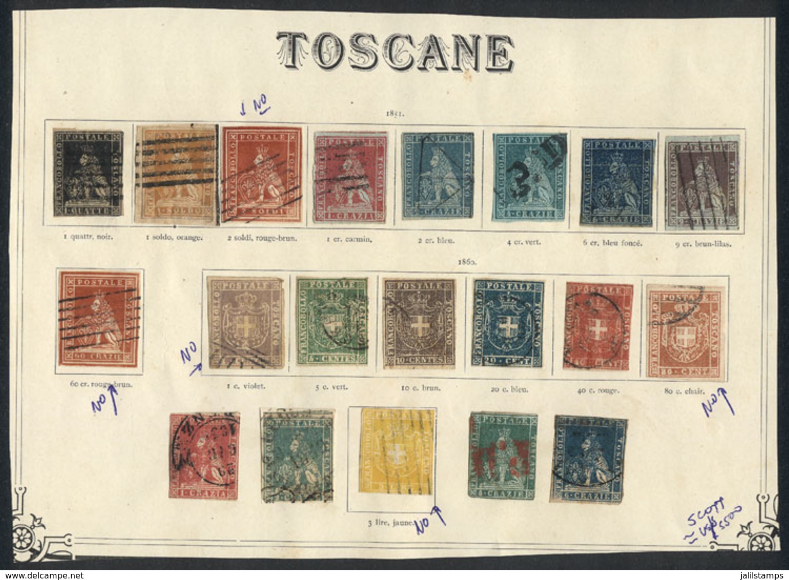 ITALY: Collection In Old Worldwide Album Page, Including High And Rare Values (some Can Be Forgeries Or Reprints, Some T - Toscane