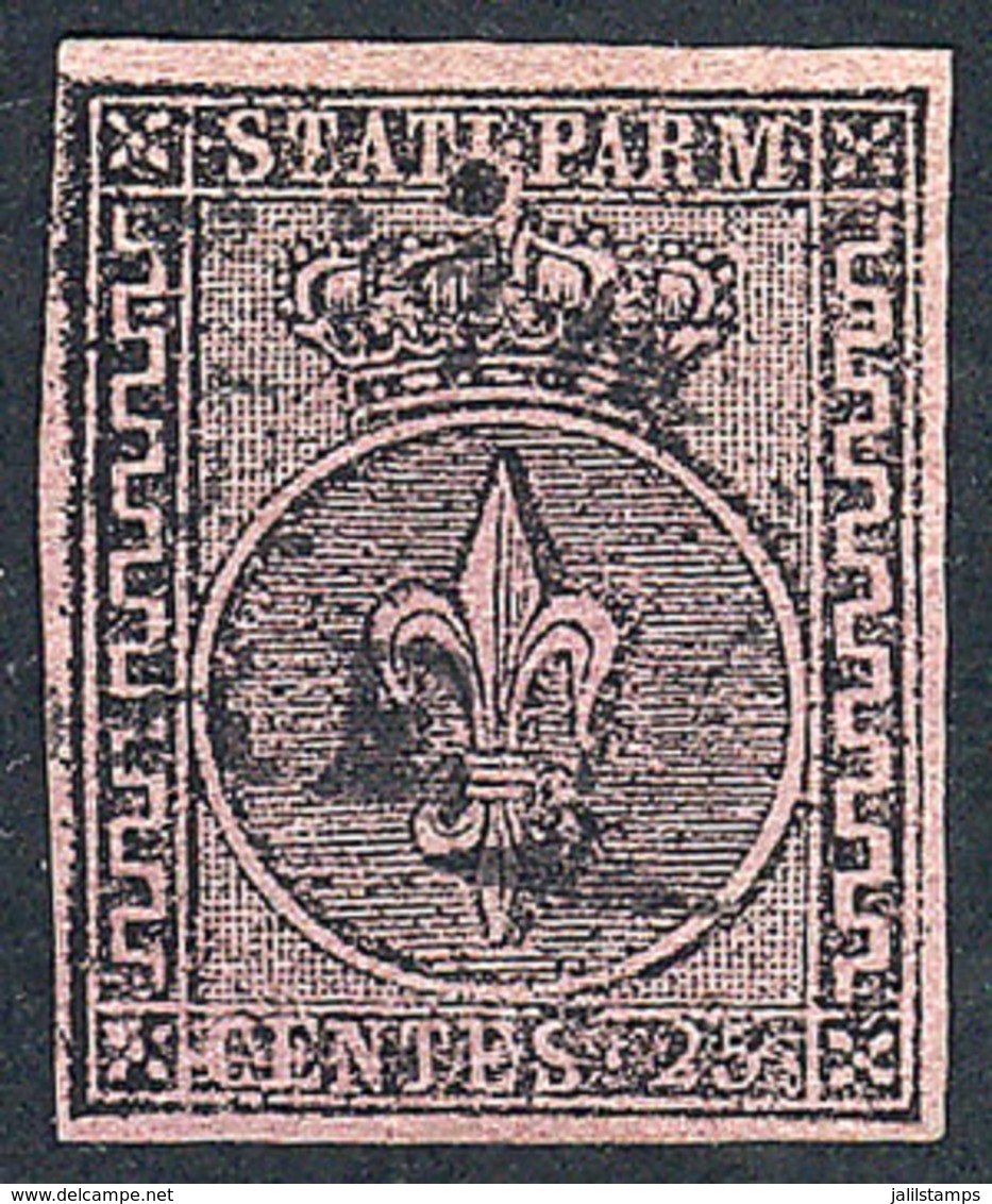 ITALY: Sc.4, 1852 25c. Black On Violet, Used, VF Quality, Signed By Enzo Diena - Parme