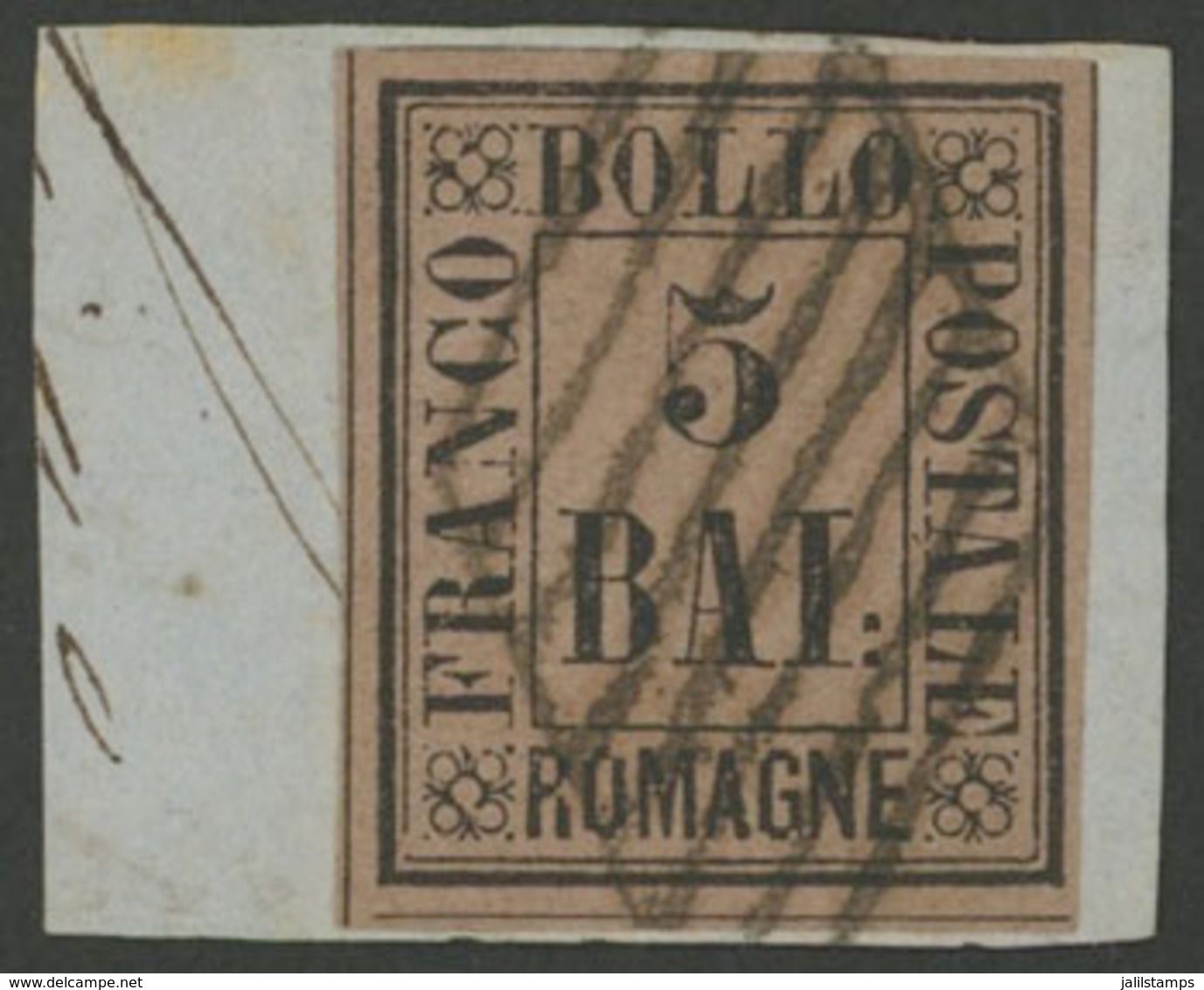 ITALY: Sc.6, 1859 5B. On Fragment, Well Cancelled, Very Fine Quality! - Romagna