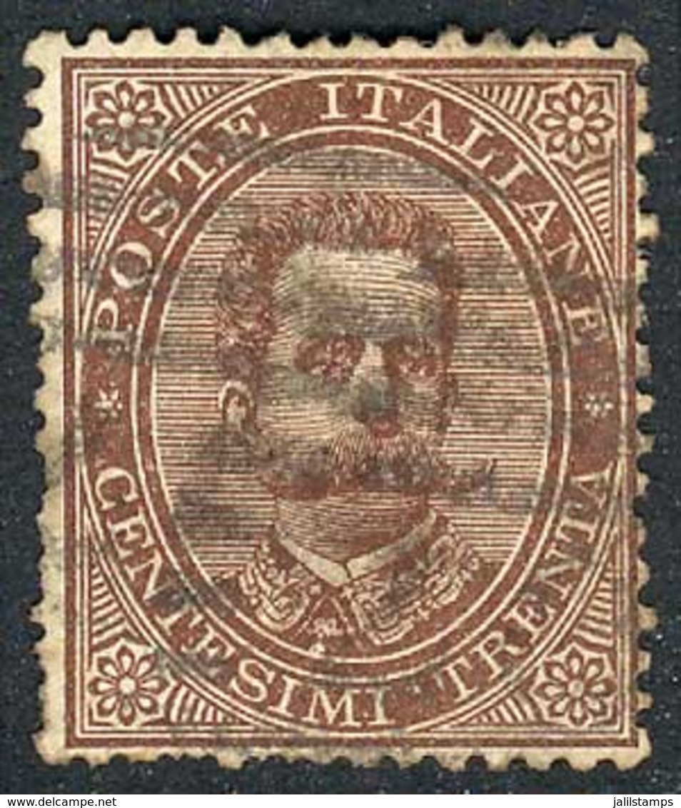 ITALY: Sc.49 (Sa.41), 1879 30c. Brown, Used, Good Example, Catalog Value US$2,800 (Sassone Catalog Value Euros 4,000) - Unclassified