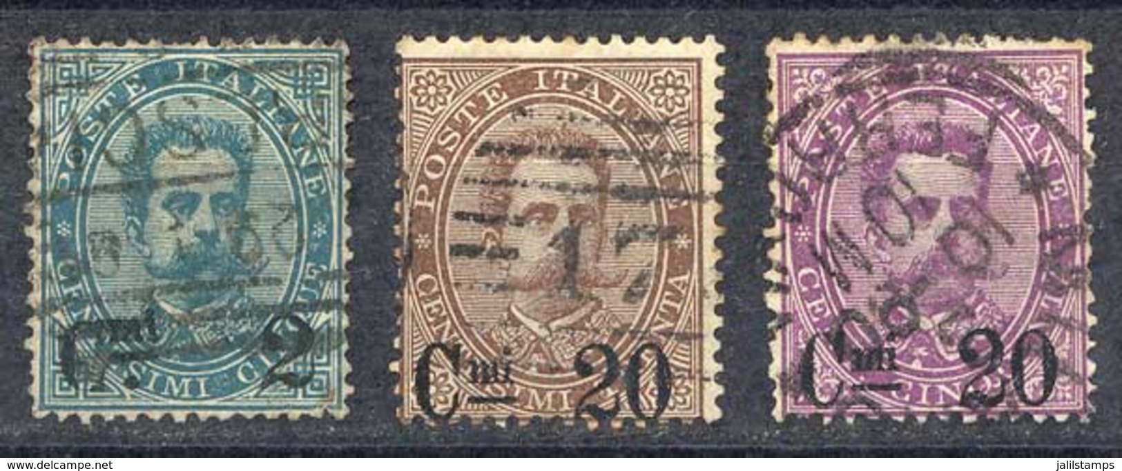 ITALY: Sc.64/66, 1890/1, Complete Set Of 3 Surcharged Values, VF, Catalog Value US$114. - Unclassified