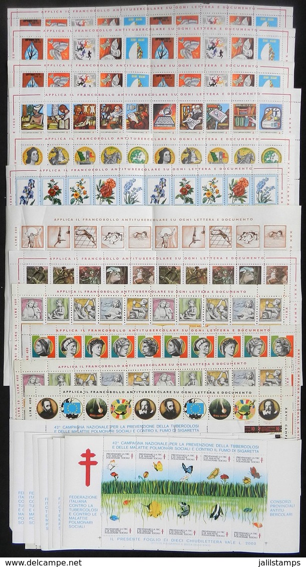 ITALY: FIGHT AGAINST TUBERCULOSIS: 12 Complete Sheets Of 40 Or 50 Cinderellas + 10 Blocks, All Very Thematic, MNH And Of - Ohne Zuordnung