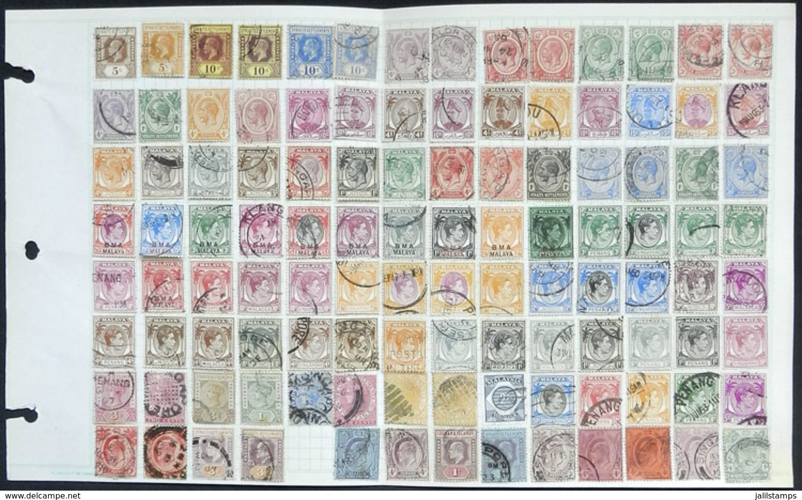 MALAYSIA: Good Number Of Used Stamps On 2 Album Pages Of An Old Collection, Excellent General Quality! - Other & Unclassified