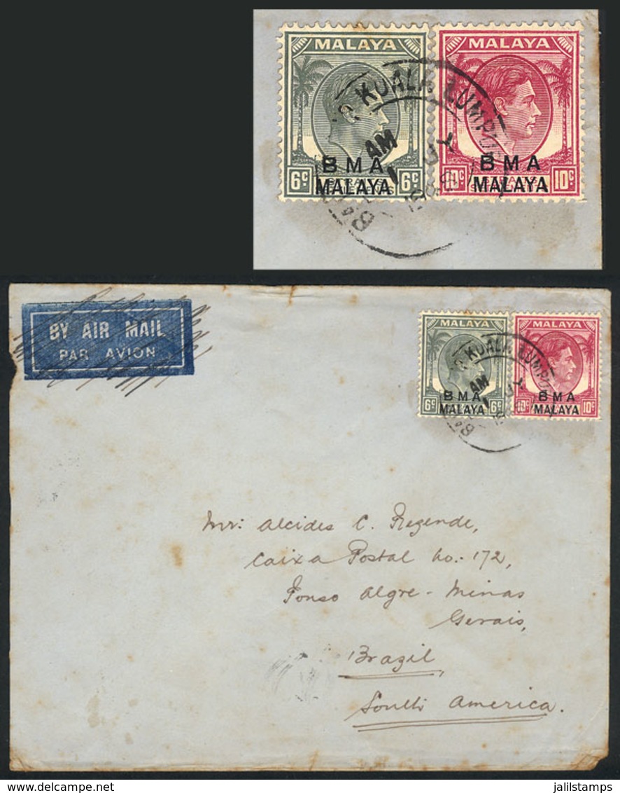 MALAYA: Cover Sent From Kuala Lumpur To Porto Alegre On 1/JUL/1948, Rare Destination! - Malaya (British Military Administration)